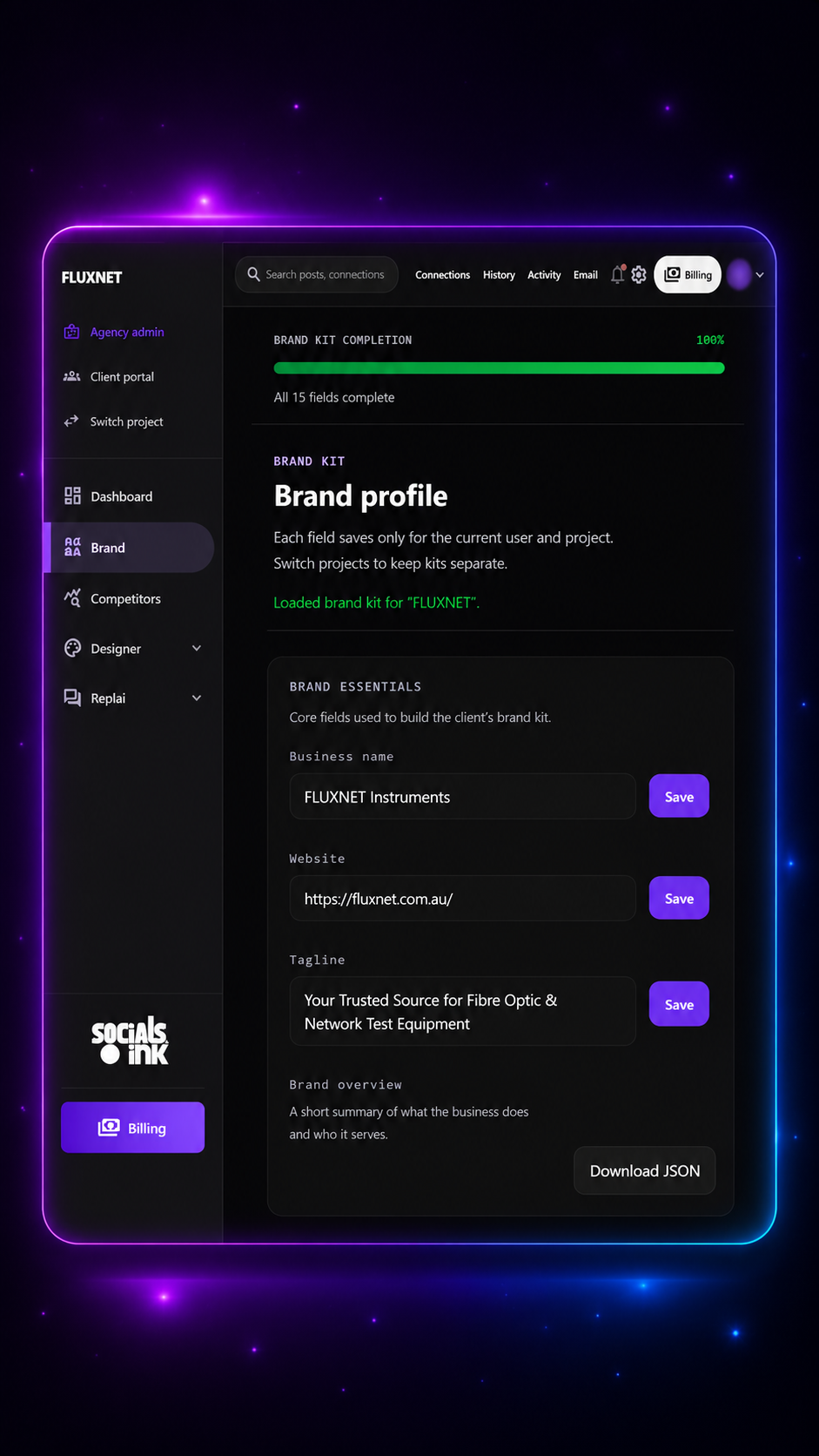 Brand Profile completion