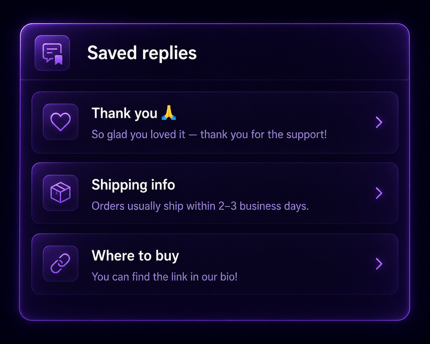 Saved replies